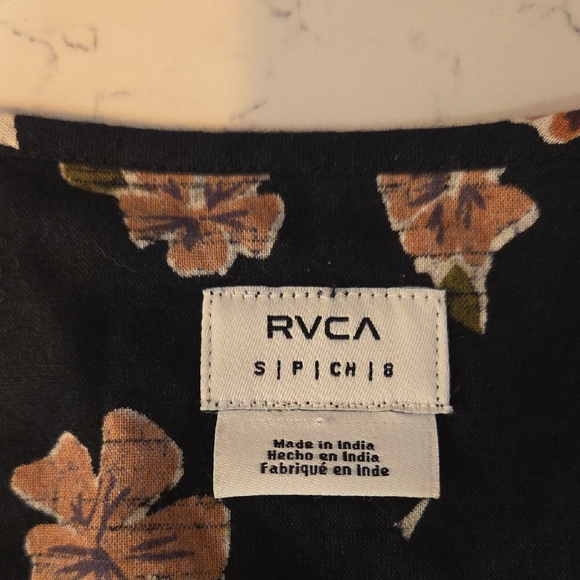 RVCA Black Floral Mini Dress Size Small - Picture 5 of 12